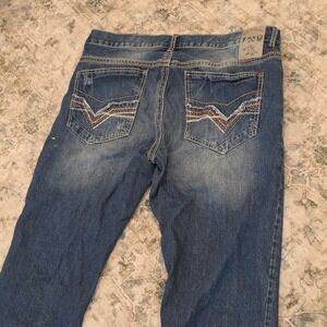 Axe & Crown Mens Slim Fit Distressed Blue Jeans 36x32 Paint Splatter Rocker Edgy